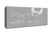 Boys room Quote Music Makes Me Fly Grey White Canvas Wall Art