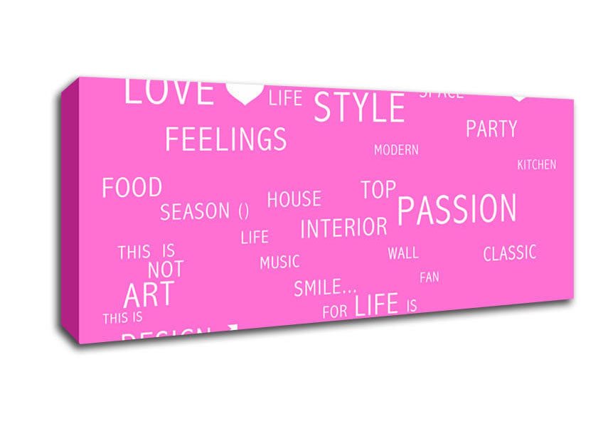 Love Quote Love Life Vivid Pink Canvas Wall Art