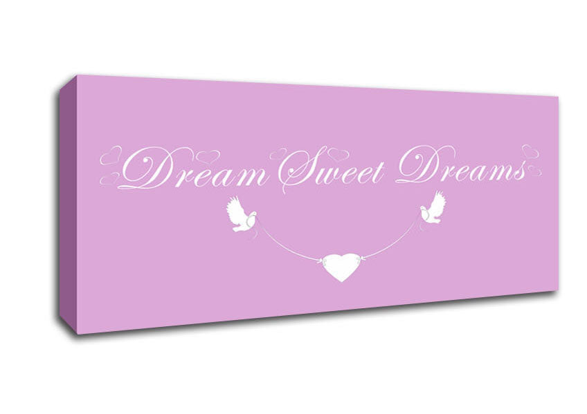 Nursery Quote Dream Sweet Dreams Pink Canvas Wall Art