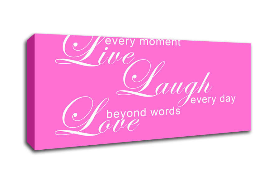 Love Quote Live Every Moment 3 Vivid Pink Canvas Wall Art