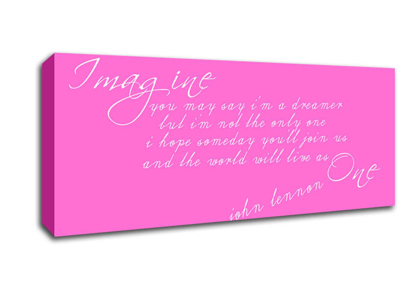Music Quote Imagine John Lennon Vivid Pink Canvas Wall Art