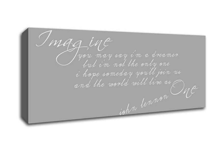 Music Quote Imagine John Lennon Grey White Canvas Wall Art