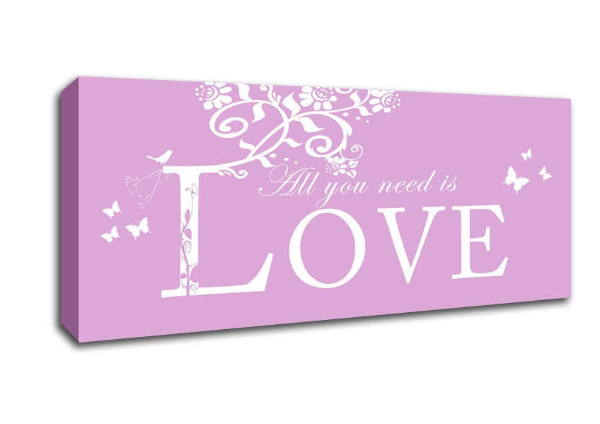Music Quote All You Need Is Love Pink Canvas Wall Art