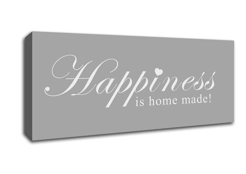 Home Quote Happiness Is Home Made Grey White Canvas Wall Art