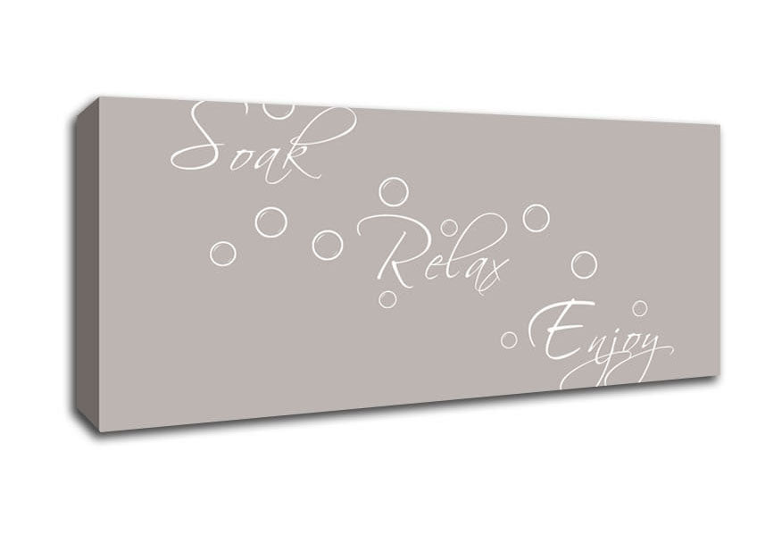 Bathroom Quote Soak Relax Enjoy Beige Canvas Wall Art
