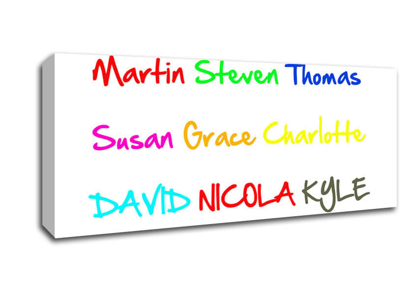 Your Name In A Choice Of Colours White Canvas Wall Art