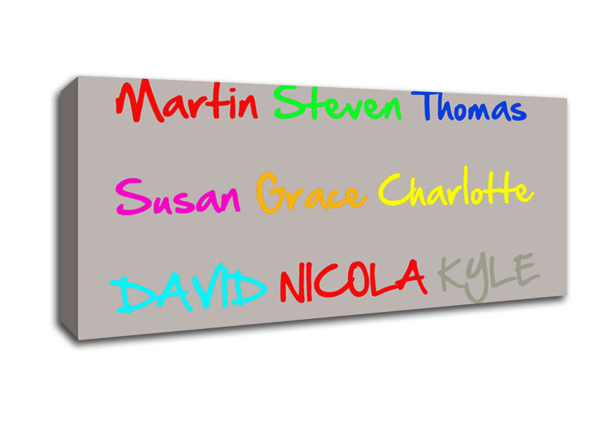 Your Name In A Choice Of Colours Beige Canvas Wall Art
