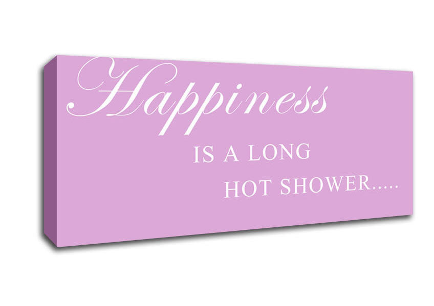 Bathroom Quote Happiness Is A Long Hot Shower Pink Canvas Wall Art