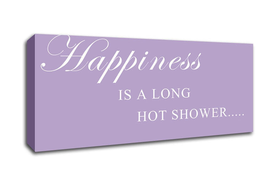 Bathroom Quote Happiness Is A Long Hot Shower Lilac Canvas Wall Art