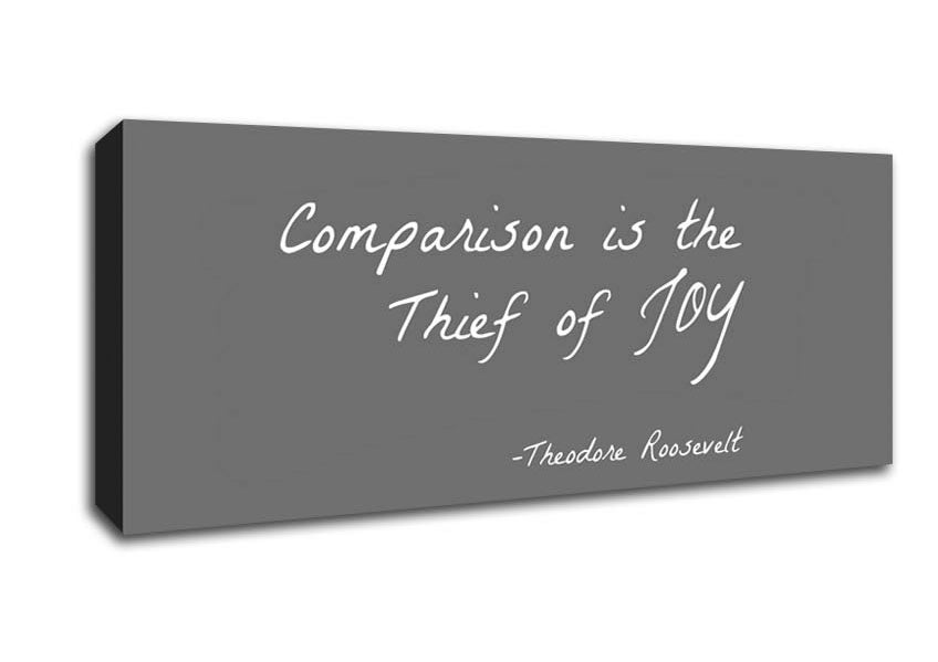 Theodore Roosevelt Comparison Is The Thief Of Joy Grey Canvas Wall Art