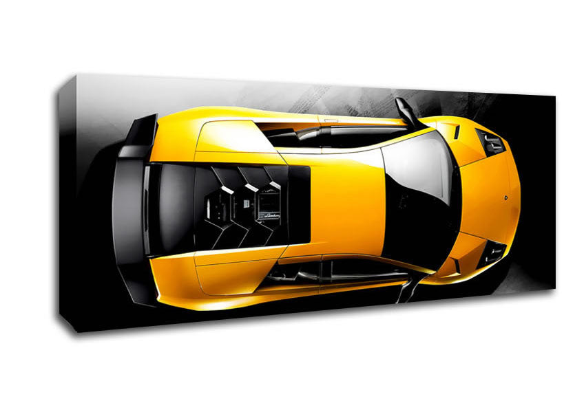 Lamborghini From Above Yellow Canvas Wall Art