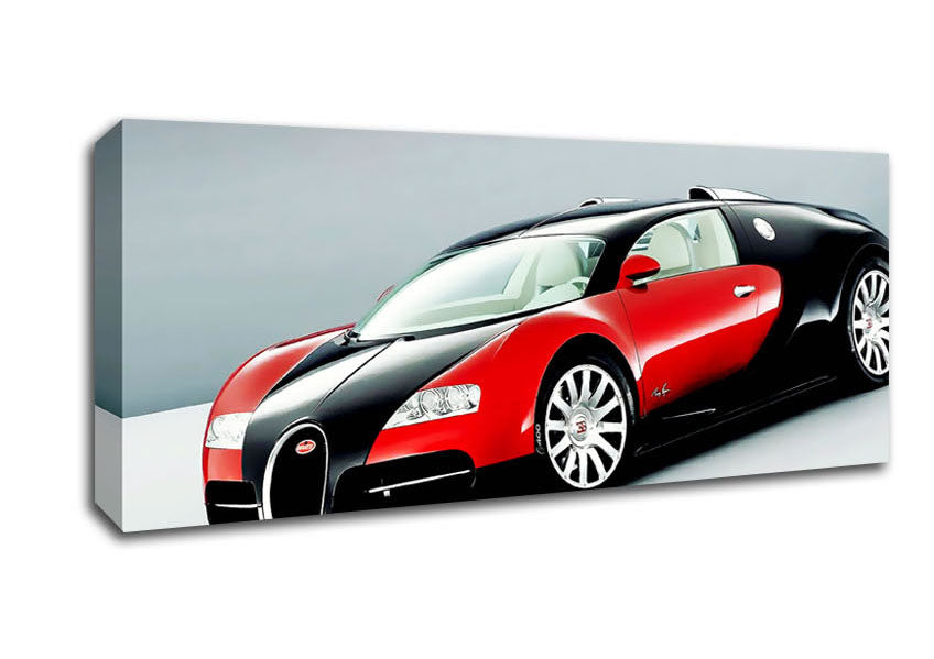 Bugatti Veyron Red And Black Side Profile Canvas Wall Art