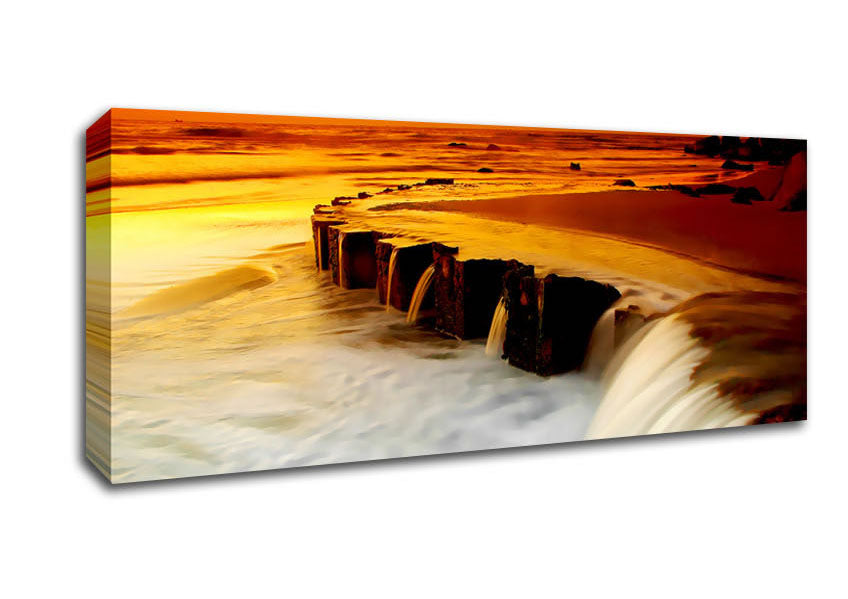 The Golden Flow To The Ocean Canvas Wall Art