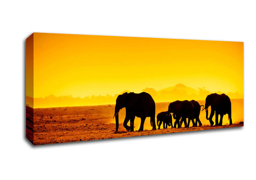 Hurd Of Elephants Canvas Wall Art