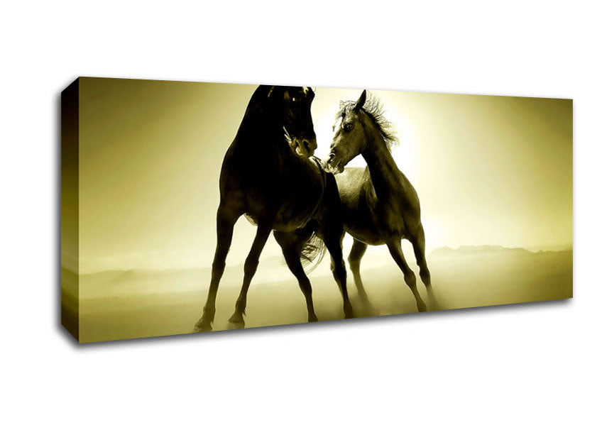 The Love Of Horses Sepia Canvas Wall Art