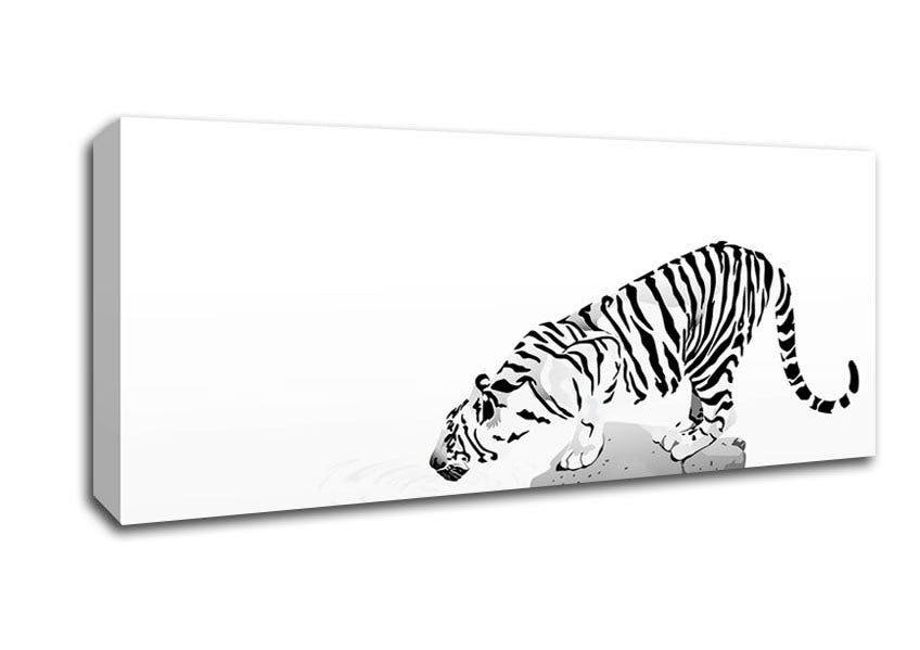 Tiger Drinking Canvas Wall Art