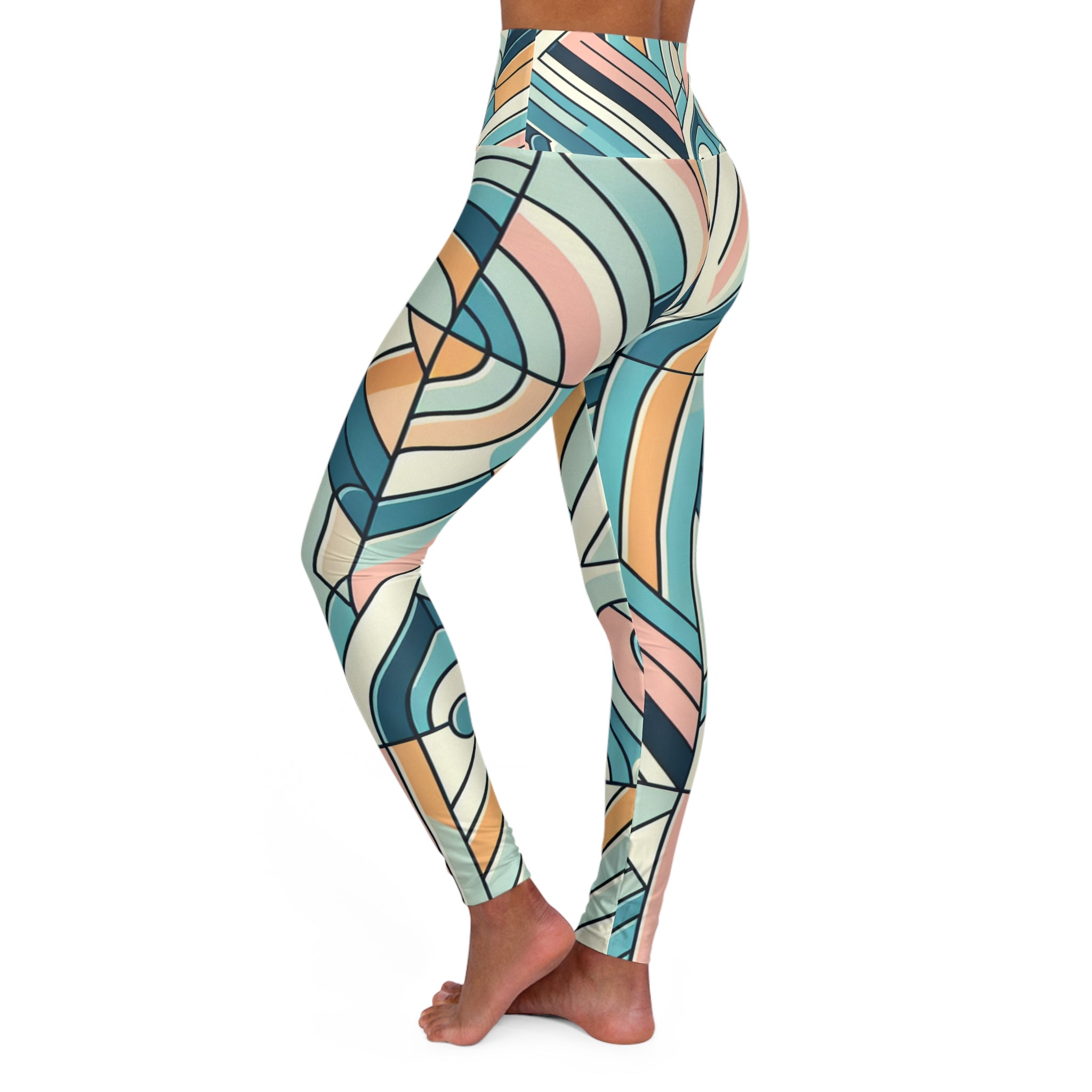 Geometric Print Leggings in Soothing Pastels - Ultimate Comfort and Eye-Catching Style