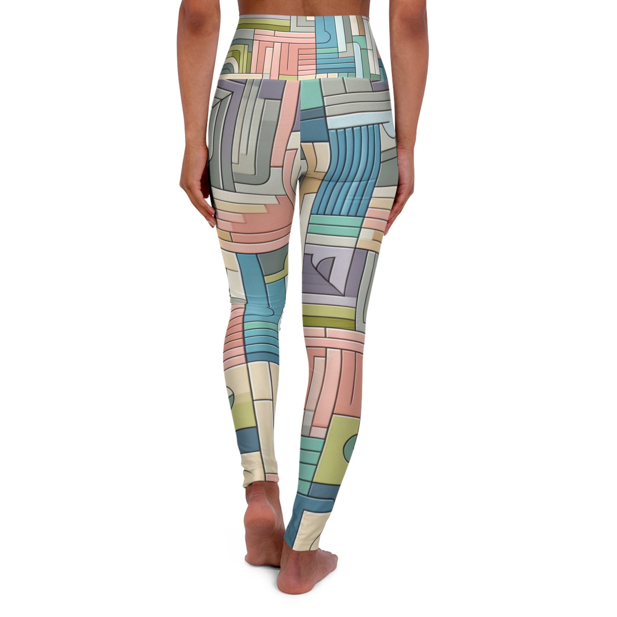 Envision Pastel Leggings - Modern Geometric Design in Soft Hues for Fashion-Forward Style