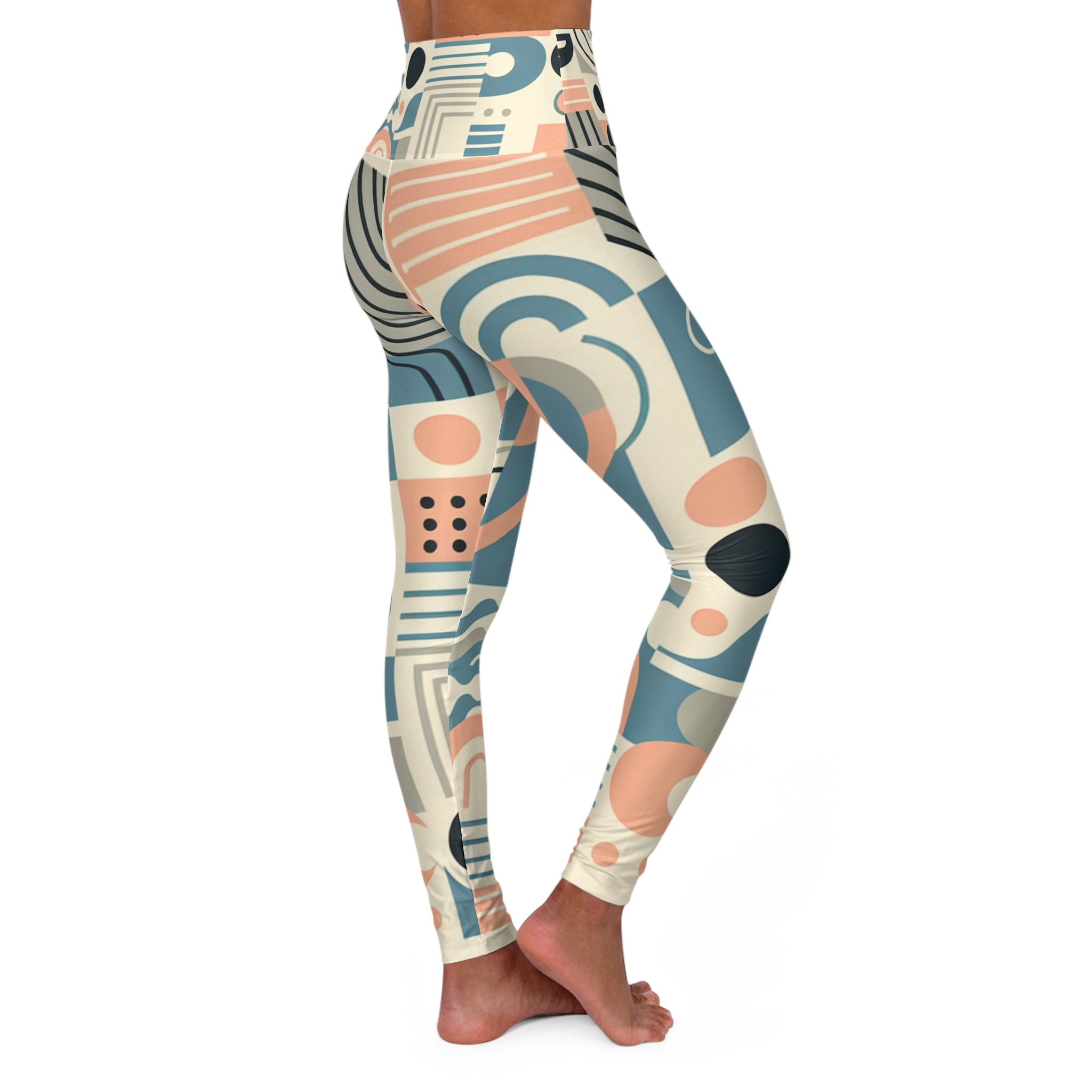 Fashion-Forward Pastel Patterned Leggings - Modern Aesthetic for Athleisure and Chic Comfort