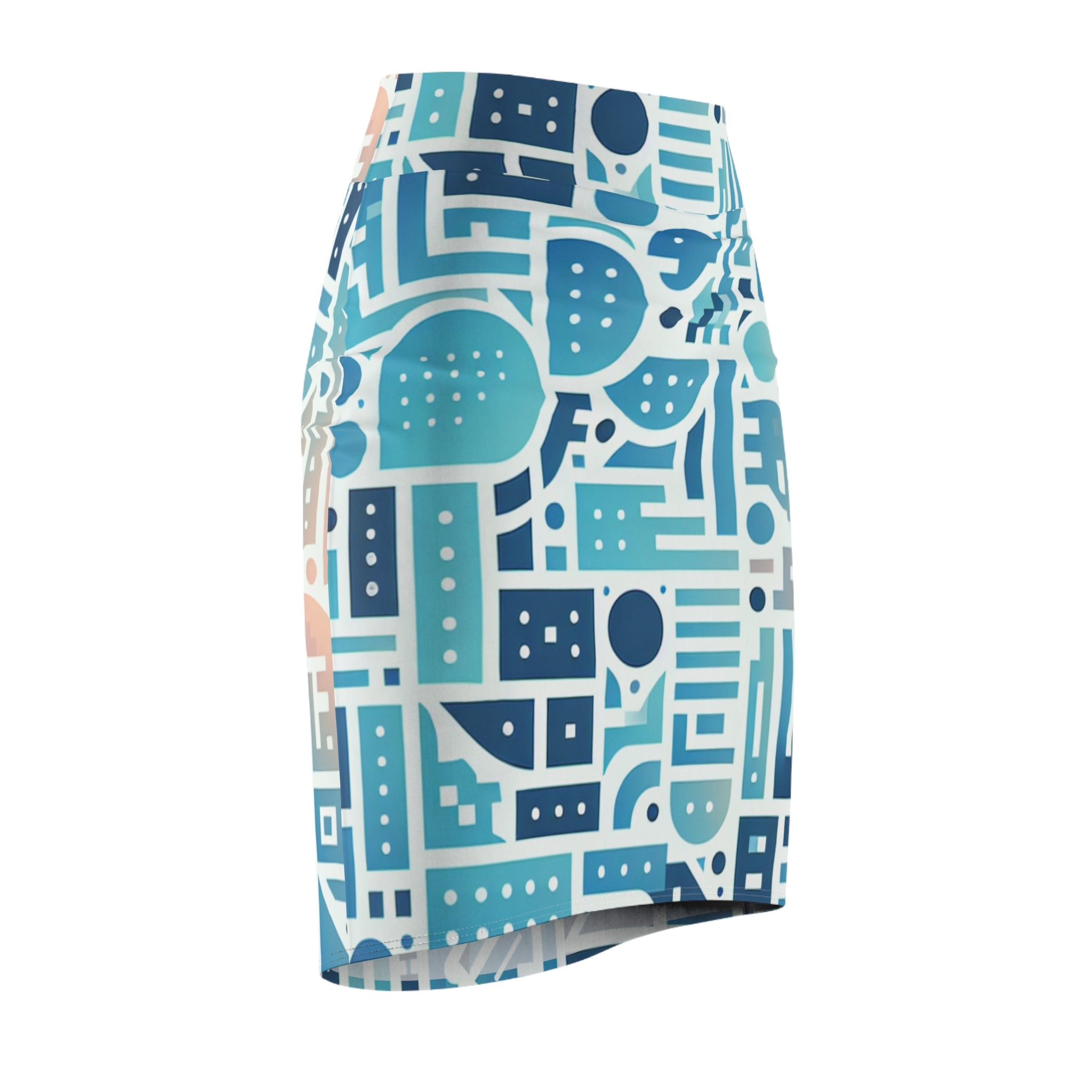 Elara Sinclair Pastel Blue Pencil Skirt - Elegant Modern Design with Unique Shapes and Flattering Fit