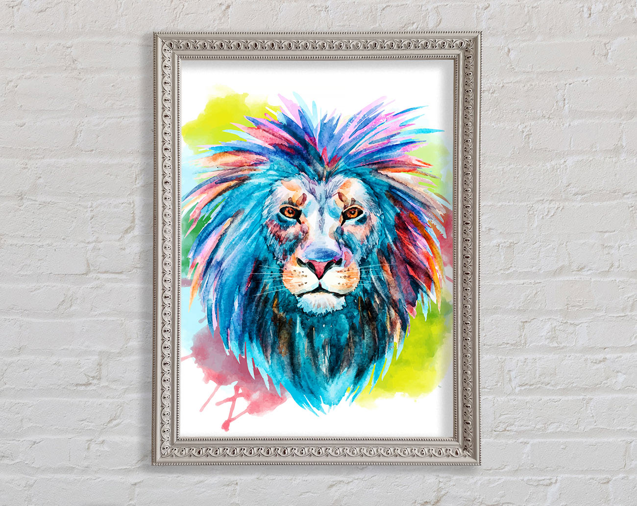 Blue Mained Lion Framed Wall Art