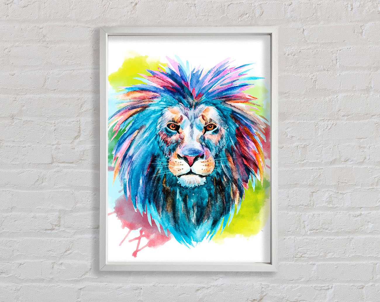 Blue Mained Lion Framed Wall Art