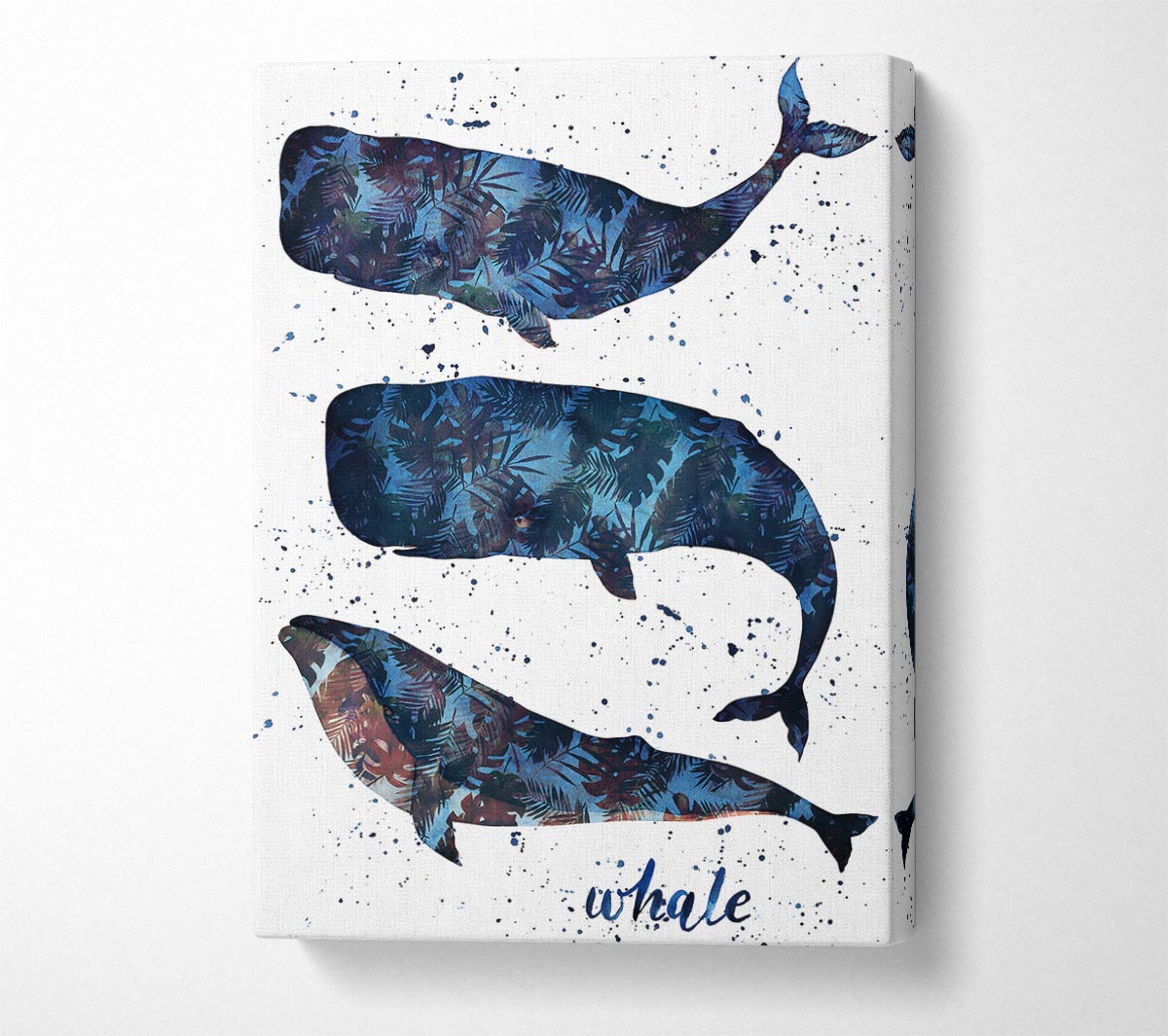 Whale Palm Leaves Canvas Wall Art