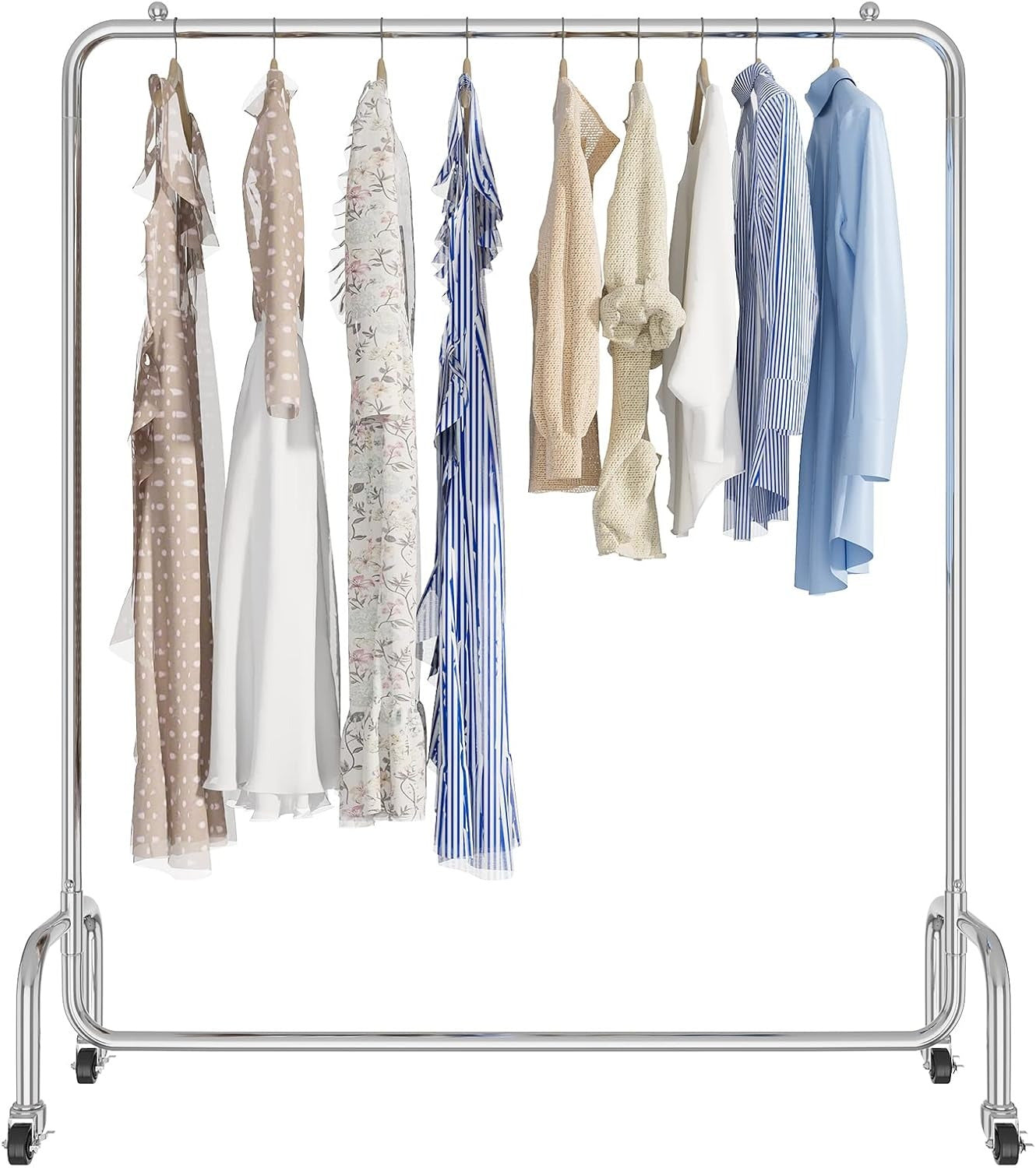 Vivo Technologies Heavy Duty Clothes Rail Freestanding Garment Rail Metal Clothes Rack on Wheels Clothing Rail Holds 100 kg for Shop Home Office Bedroom Laundry Room Indoor