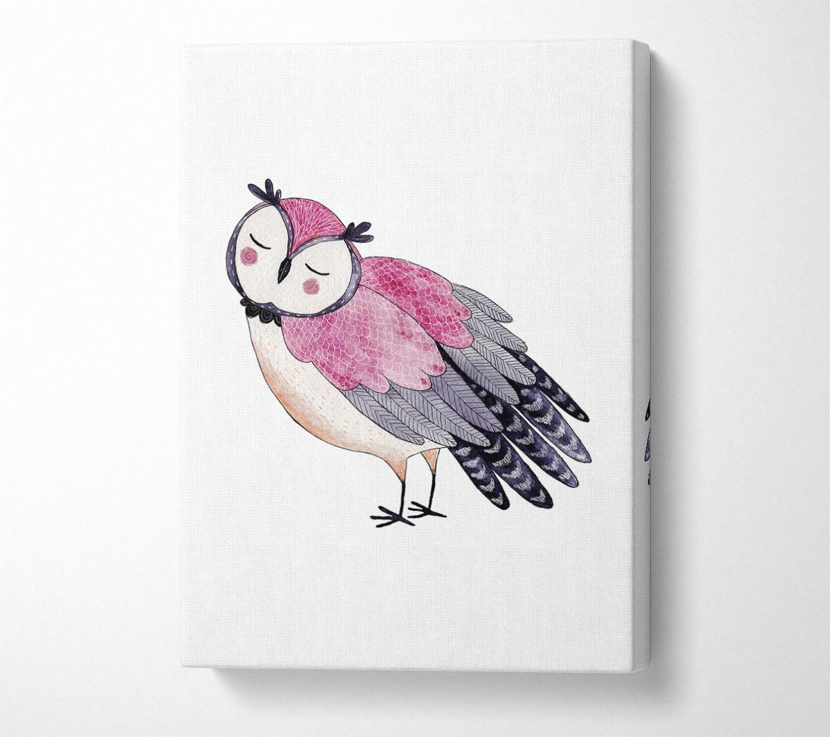 Pink Owl Canvas Wall Art