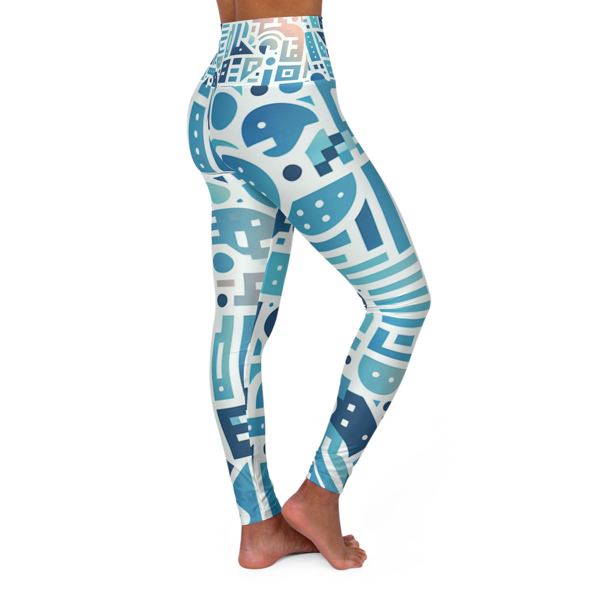 Elara Sinclair Pastel Blue High-Waisted Leggings - Modern Gradation Design for Gym & Casual Wear