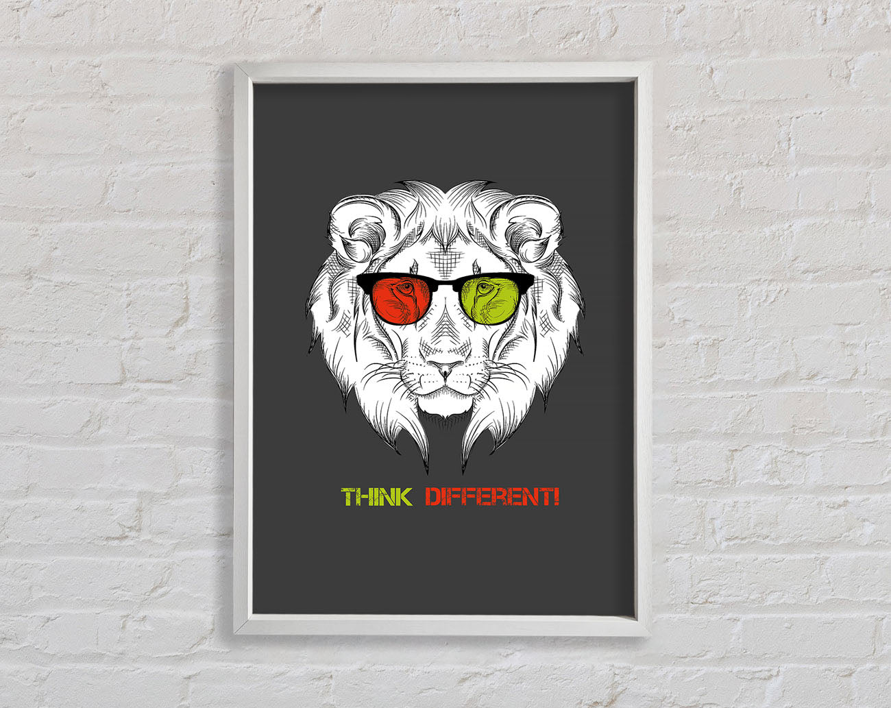Cool Lion Glasses Framed Wall Art