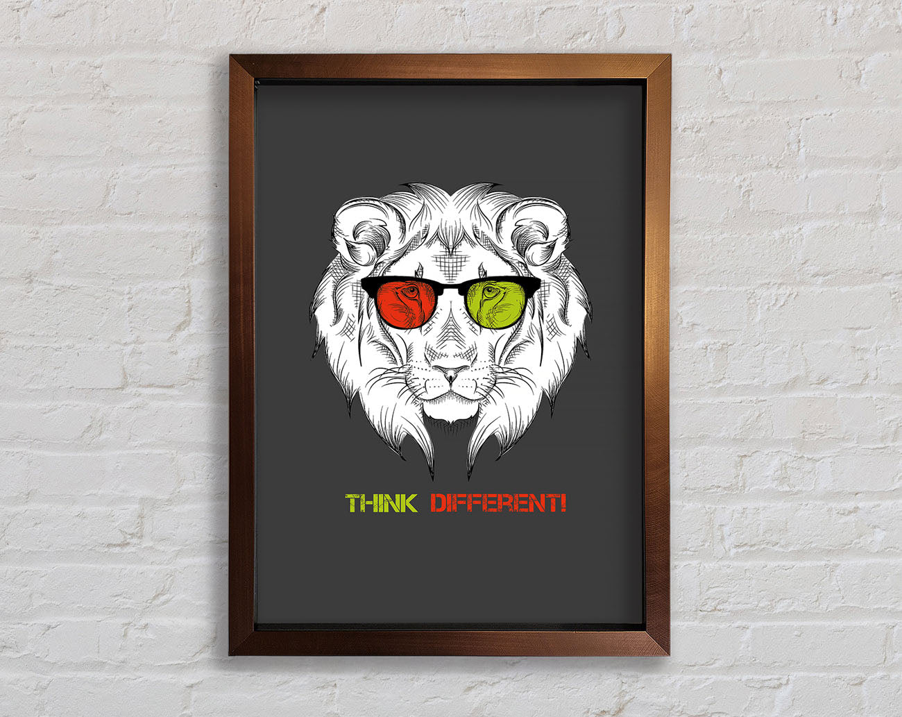 Cool Lion Glasses Framed Wall Art