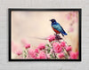 Blue Bird In The Cherry Blossom Framed Wall Art