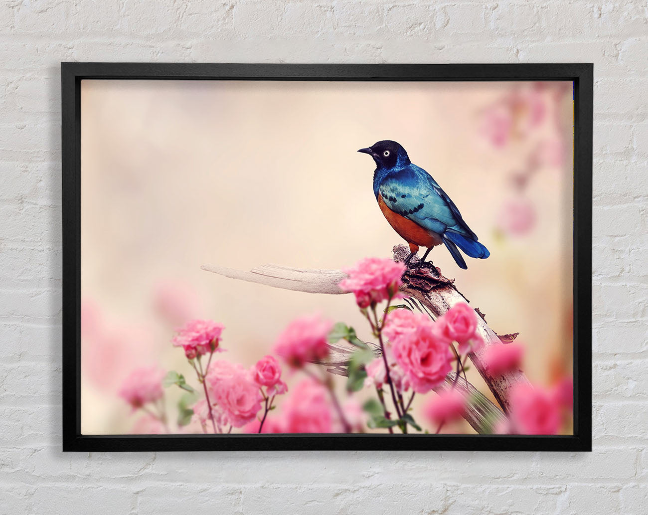 Blue Bird In The Cherry Blossom Framed Wall Art