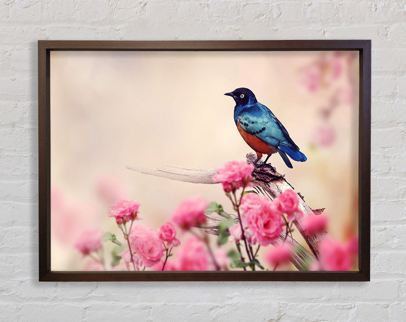 Blue Bird In The Cherry Blossom Framed Wall Art