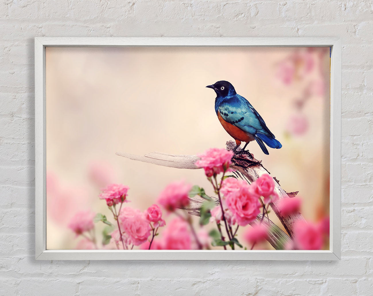Blue Bird In The Cherry Blossom Framed Wall Art