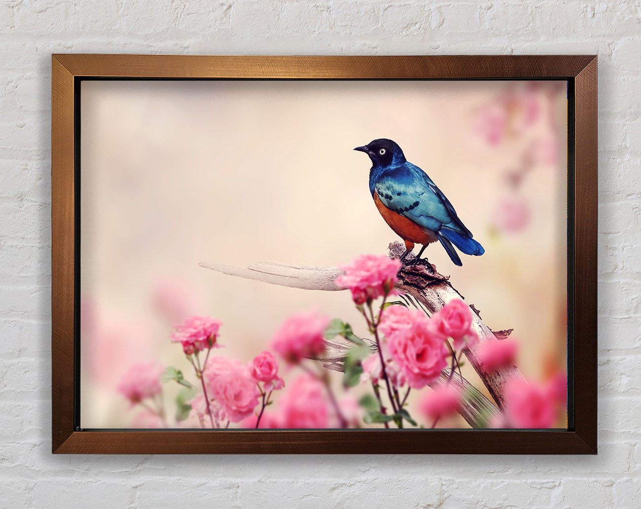 Blue Bird In The Cherry Blossom Framed Wall Art