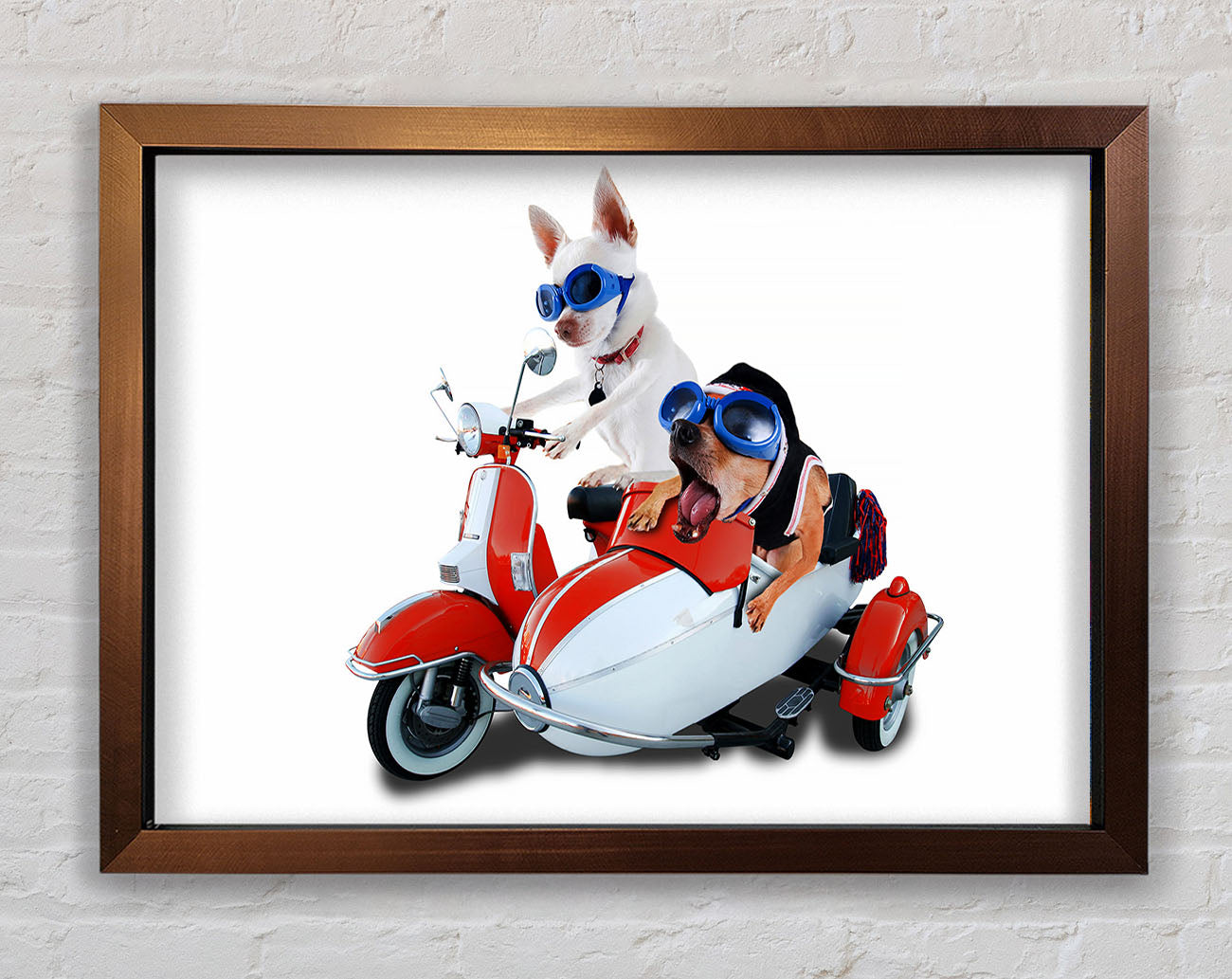 Chihuahua Sidecar Mayhem Dogs Framed Wall Art