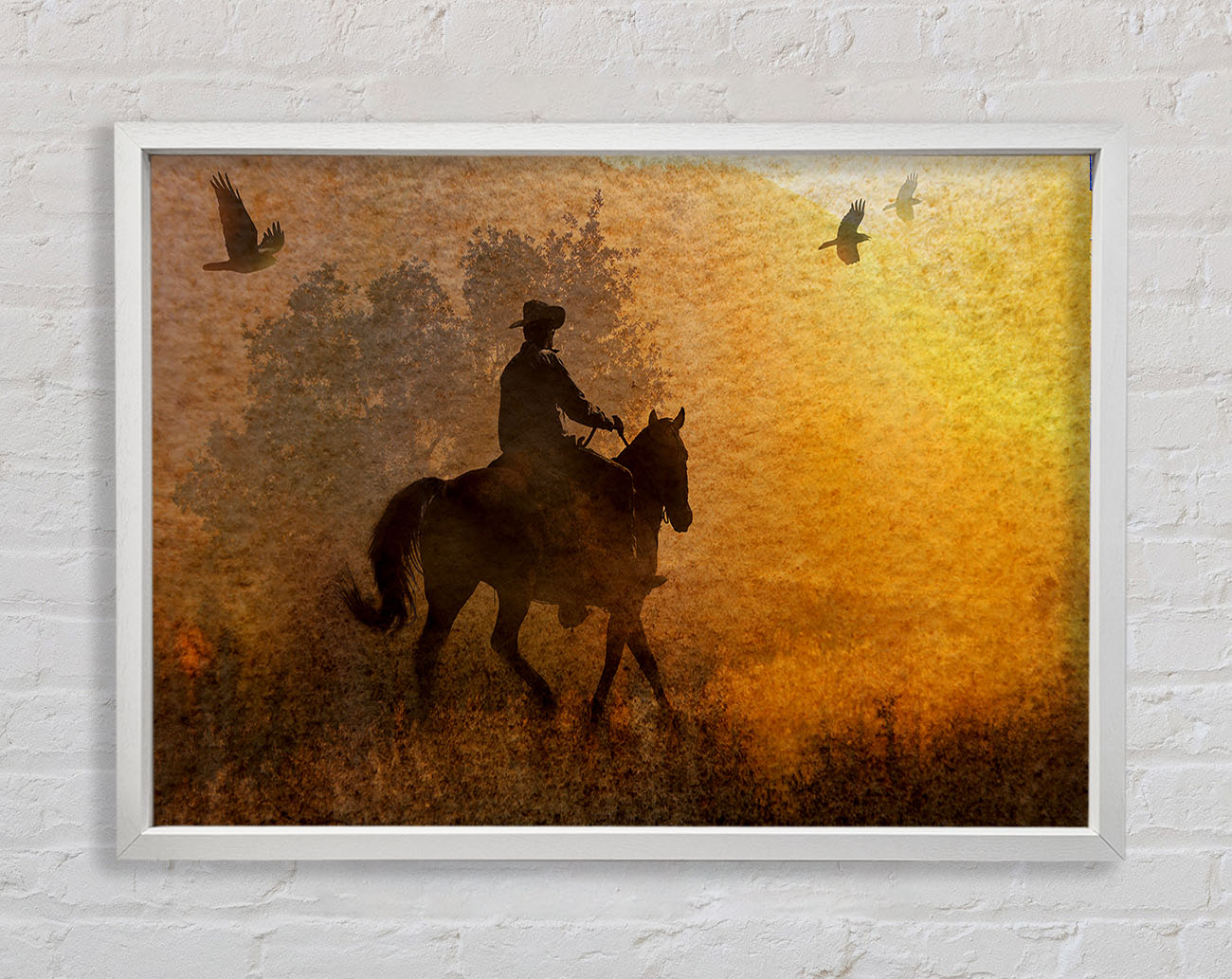 Cowboy Sunset Framed Wall Art