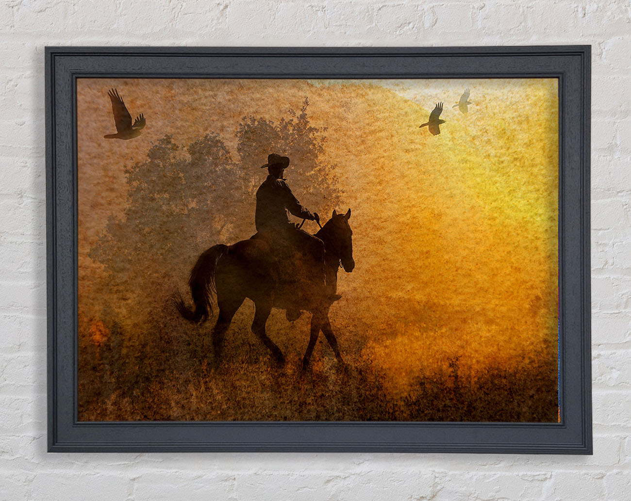 Cowboy Sunset Framed Wall Art