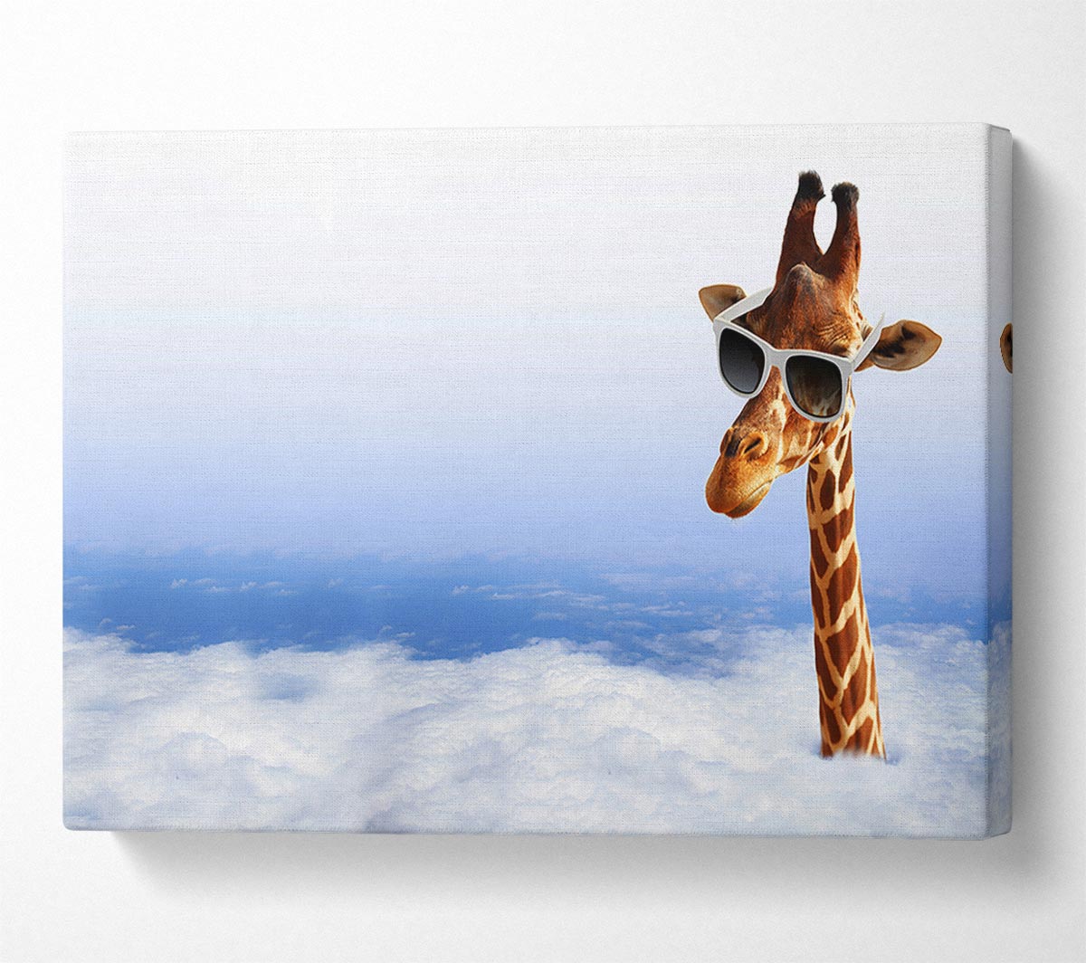 Giraffe Head In The Clouds Canvas Wall Art