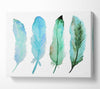 Green Blue Indian Feathers Canvas Wall Art
