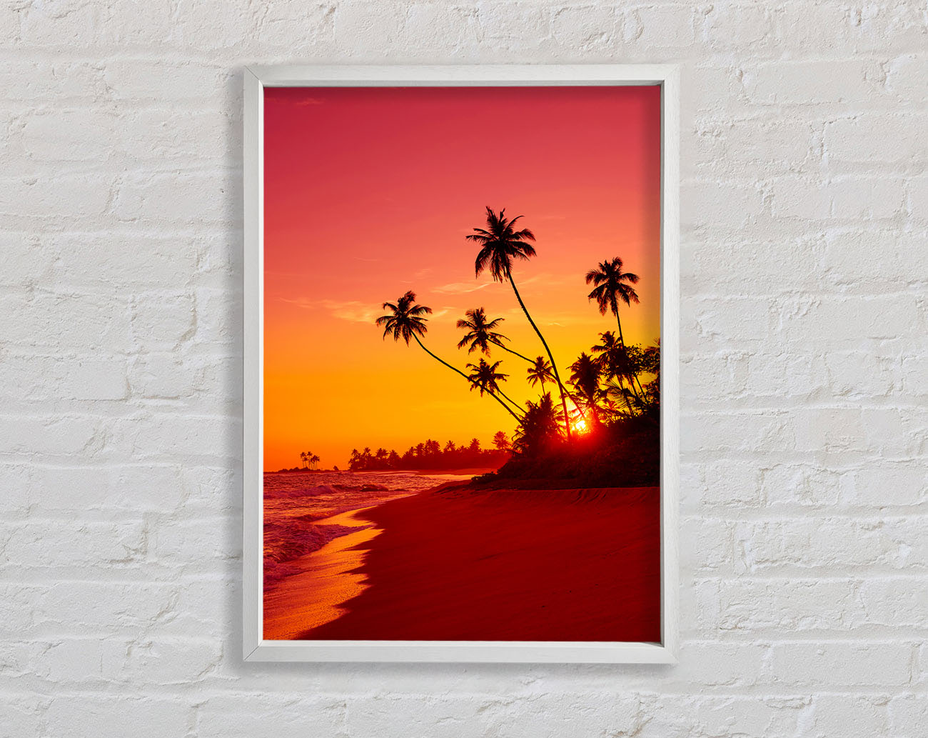 As The Sun Sets Under The Palm Trees Framed Wall Art