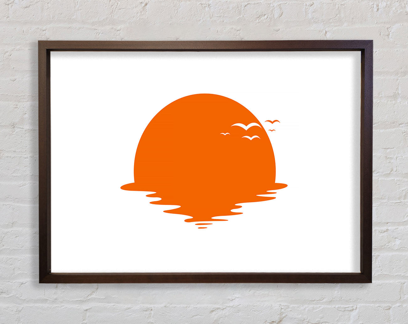 Birds In The Orange Sun Framed Wall Art