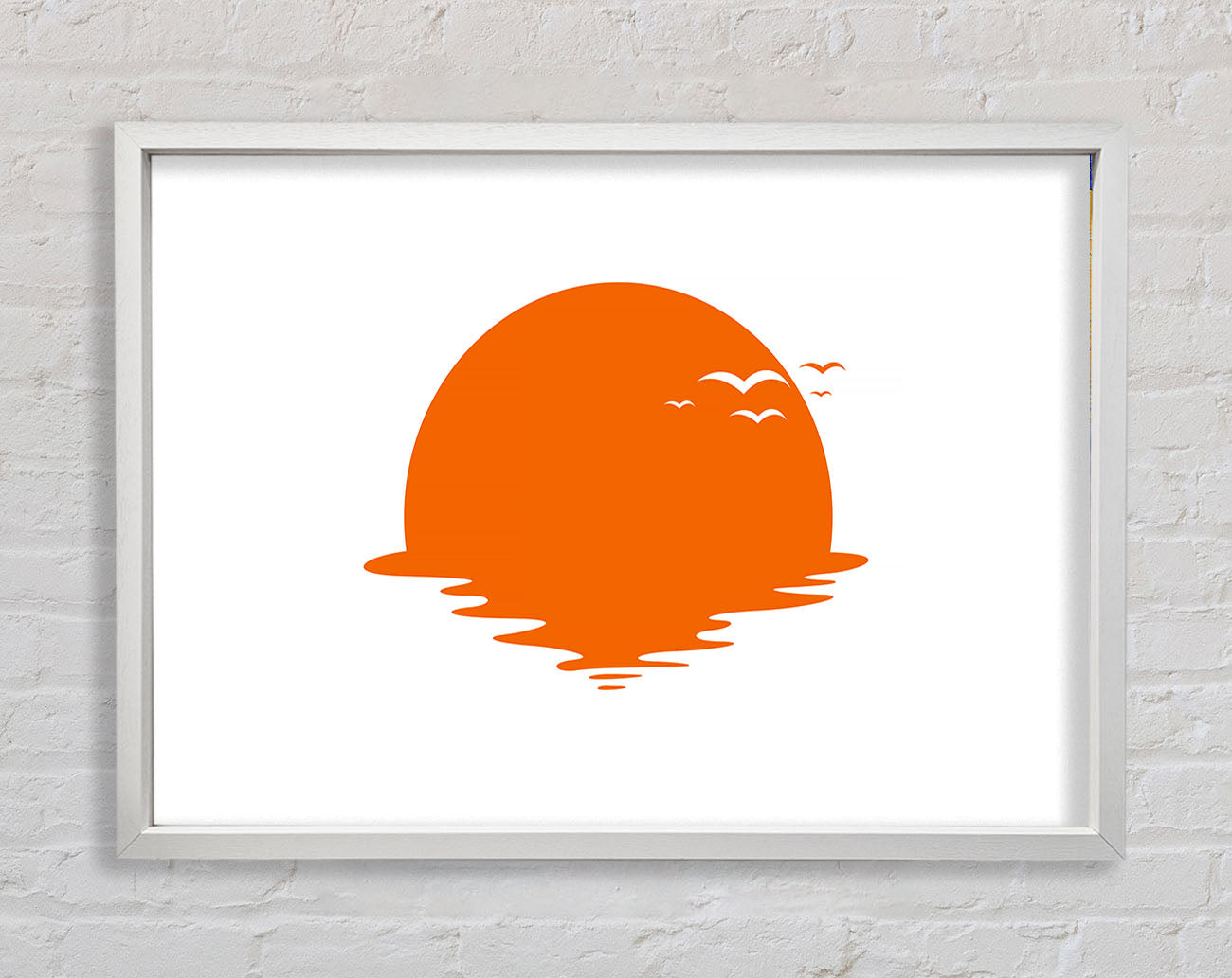 Birds In The Orange Sun Framed Wall Art