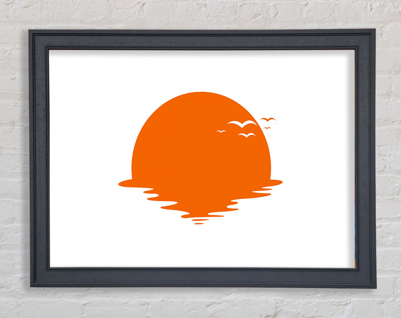Birds In The Orange Sun Framed Wall Art