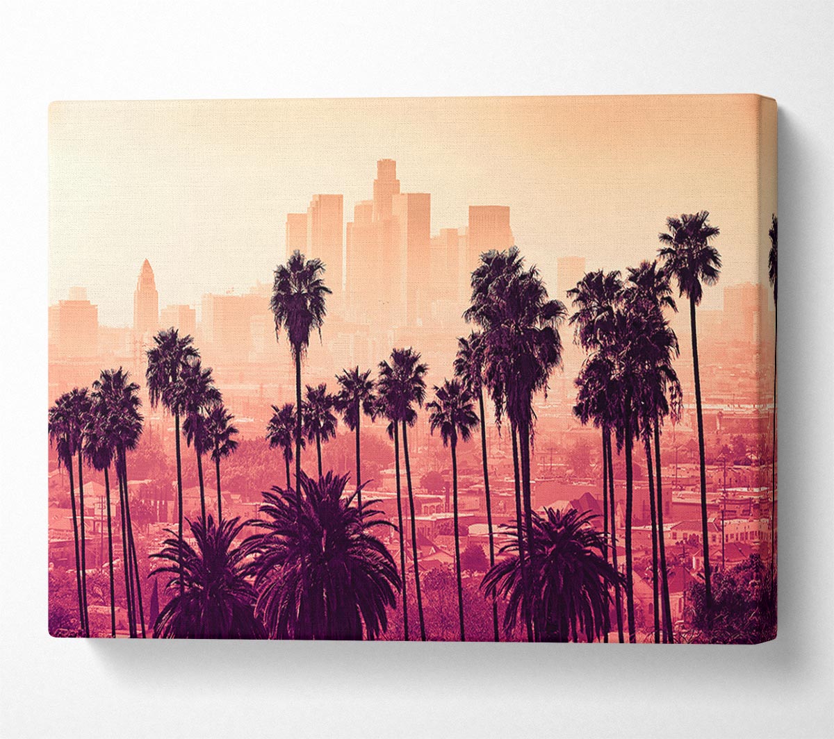 City Through The Palm Trees Canvas Wall Art