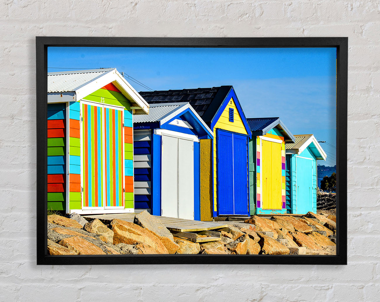 Beach Hut Rocks Framed Wall Art