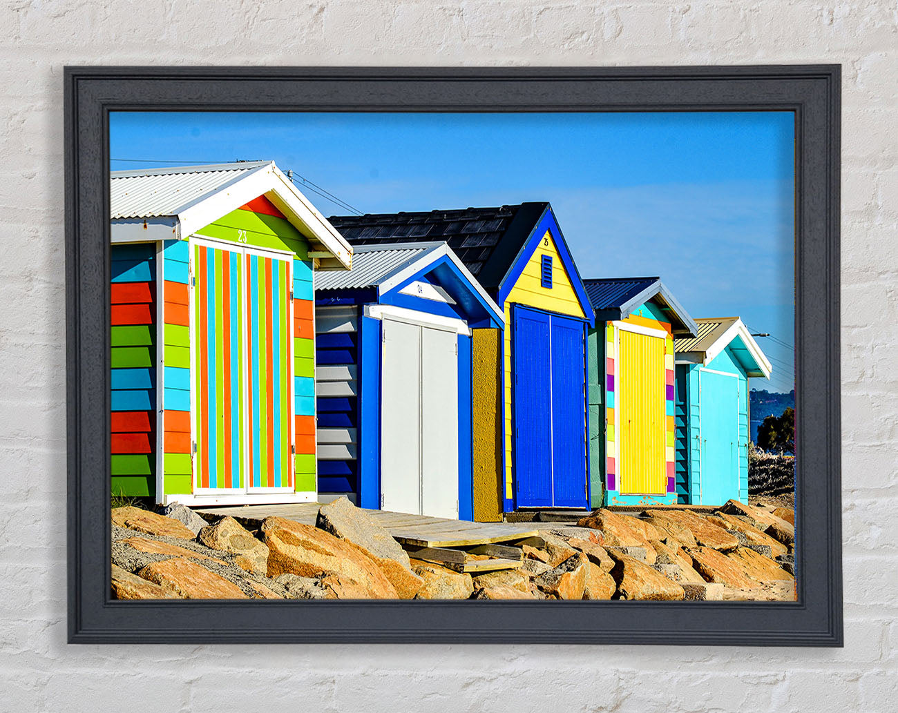 Beach Hut Rocks Framed Wall Art