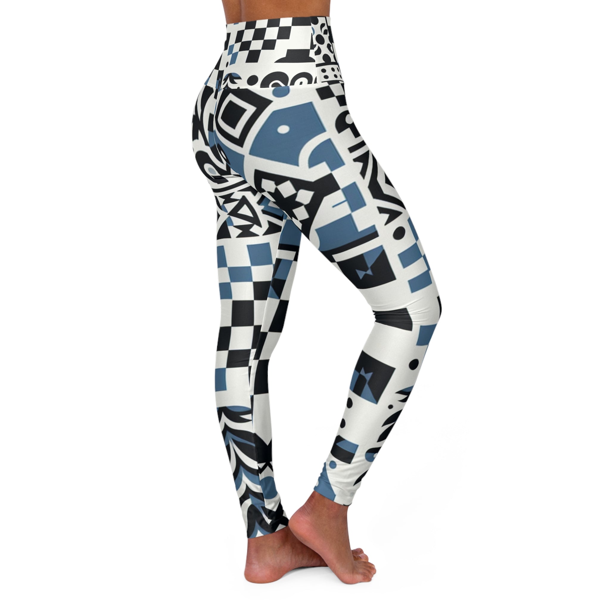 Lorelei Beaumont High-Waisted Leggings – Striking Checkerboard & Block Print Design